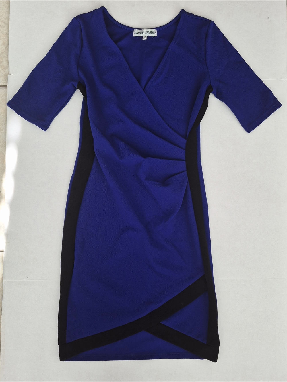 Royal Blue Wrap-Front Sheath Dress GUC